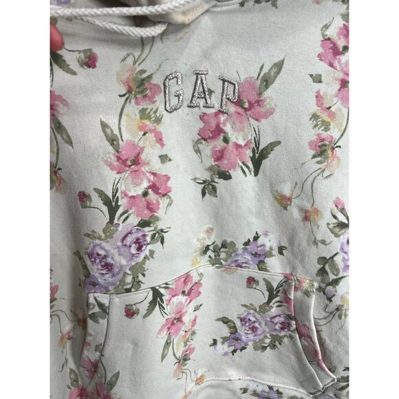Gap x Loveshackfancy Floral Logo Cropped Hoodie XS Coquette Soft Ballet Babydoll - Picture 6 of 12
